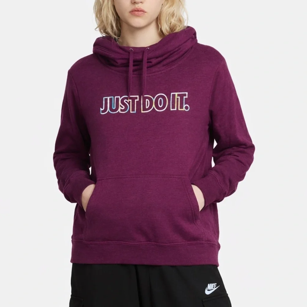 Nike Purple Hoodie “Just Do It” Silver Logo Size M